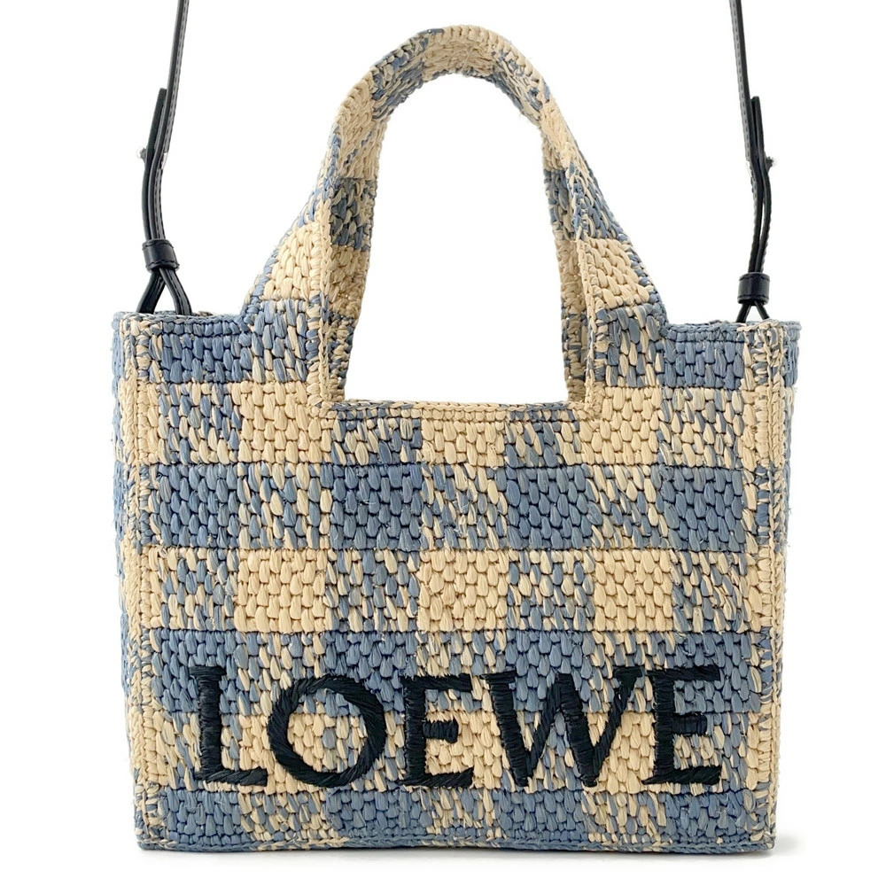 Loewe Font Tote Raffia Handbag Shoulder Bag Basket